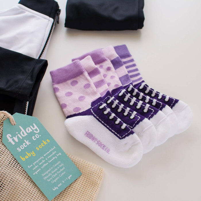 Baby Purple & Lilac Sneaker Socks: 3M - 1YR