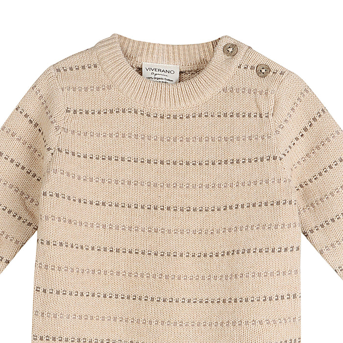 Aiden Textured Stripe Knit Baby Jumpsuit (Organic Cotton)