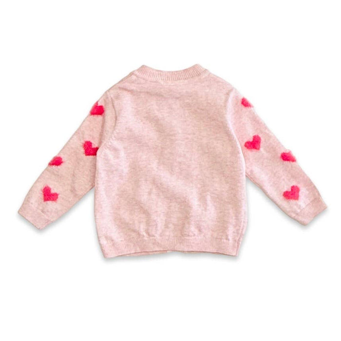 Fuzzy Hearts 3D Jacquard Knit Baby Cardigan (Organic Cotton)