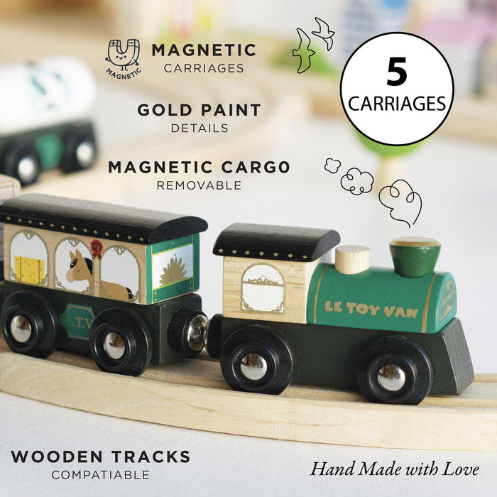 Le Toy Van Great Green Train & Goods Wagons
