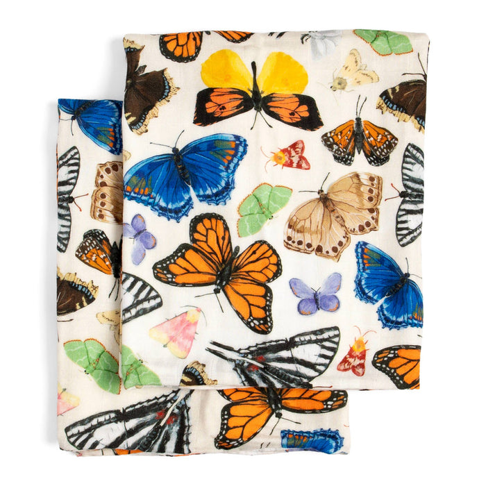 Flutter Friends Butterfly Baby Burp Cloths – Muslin Set of 2