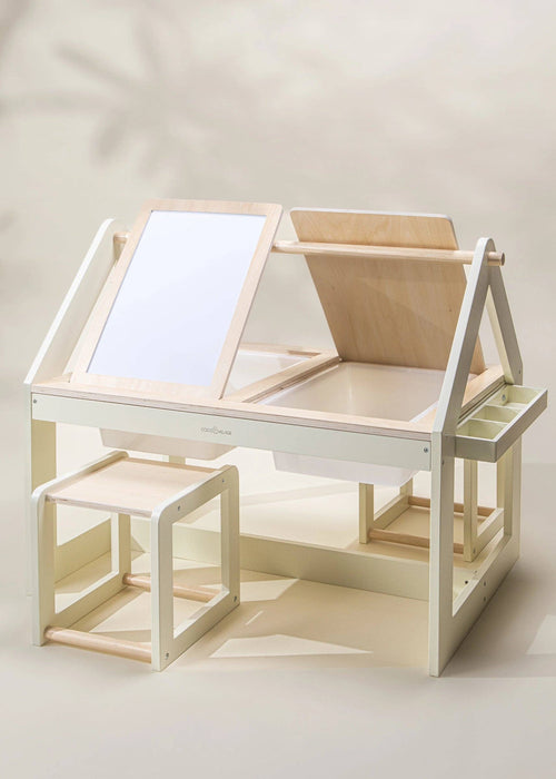 Coco Village Multifunction Wooden Art & Sensory Table With Stools