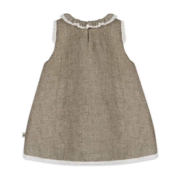 Kate Floral Embroidered Baby Dress + Bloomer (Linen Blend)