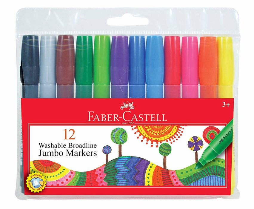 Faber-Castell Broadline Tip Jumbo Washable Markers (12 Count)