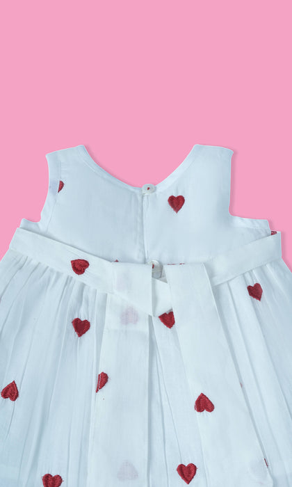 Heart-Embroidered Cotton Dress