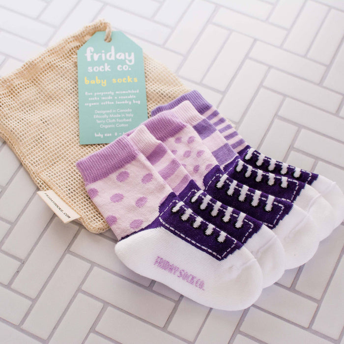 Baby Purple & Lilac Sneaker Socks: 3M - 1YR