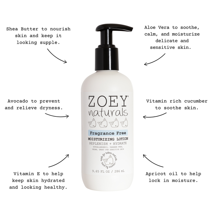 Zoey Naturals Fragrance Free Moisturizing Lotion - 9.65oz