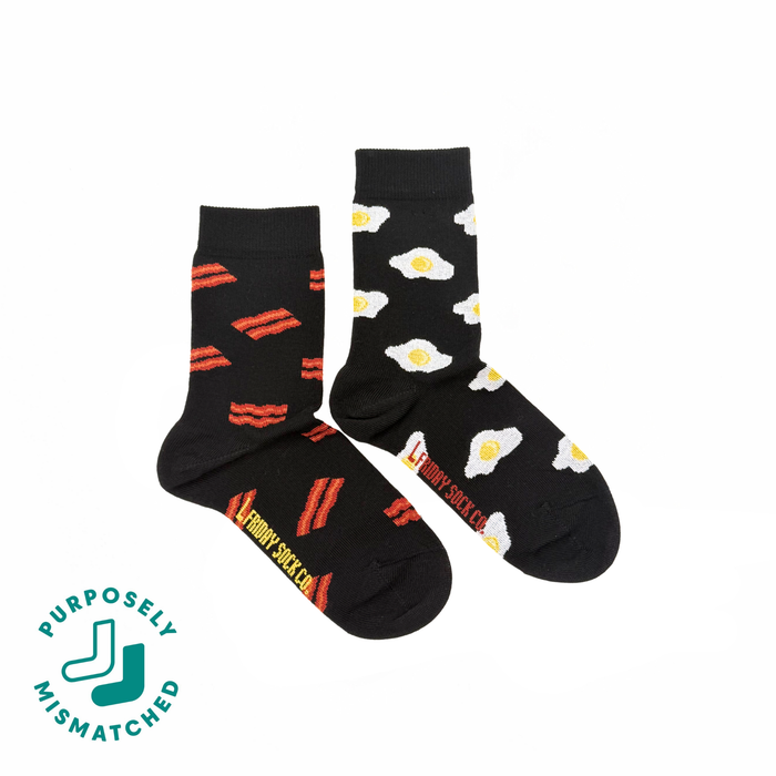 Kid's Bacon & Eggs Black Socks