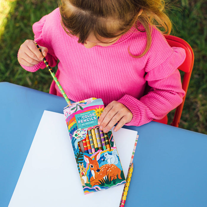 eeBoo Fawn & Sun 12 Double-Sided Color Pencils