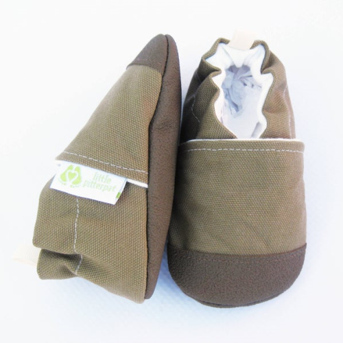 Little Pitterpat Khaki Canvas Non-Slip Soft Sole Shoes