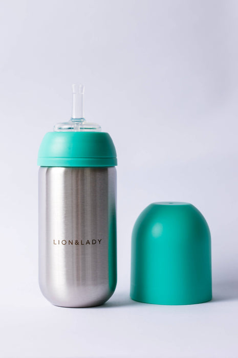 Lion & Lady Toddler Straw Cup - 350ml 18/8 Stainless Steel