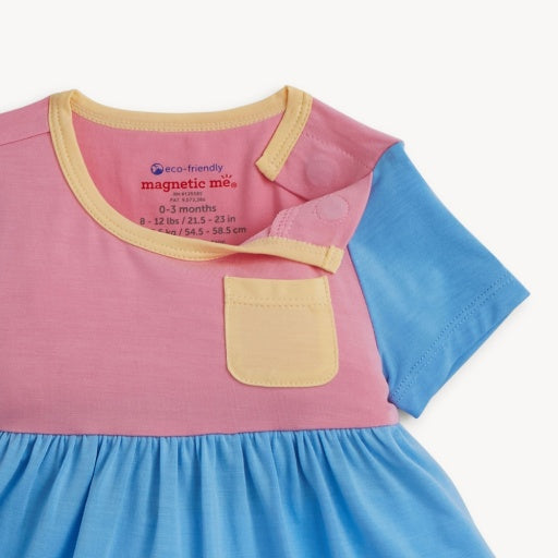 Magnetic Me Colorblock Cloud Blue S/S Pocket Bodysuit Dress