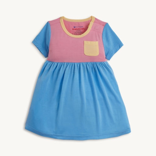 Magnetic Me Colorblock Cloud Blue S/S Pocket Bodysuit Dress