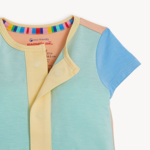 Magnetic Me Colorblock Aloe S/S Double Pocket Short Romper