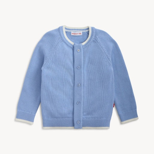 Magnetic Me Crew Neck Cardigan with Tipping Light Blue